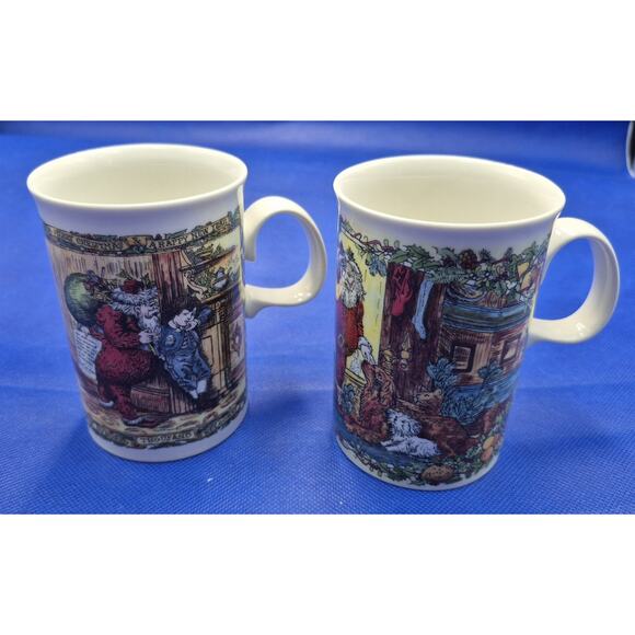 DUNOON Christmas Mugs Santa's Arrival & Christmas Past 10oz Set of Two Scotland - Picture 2 of 11